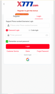 X777 Game login